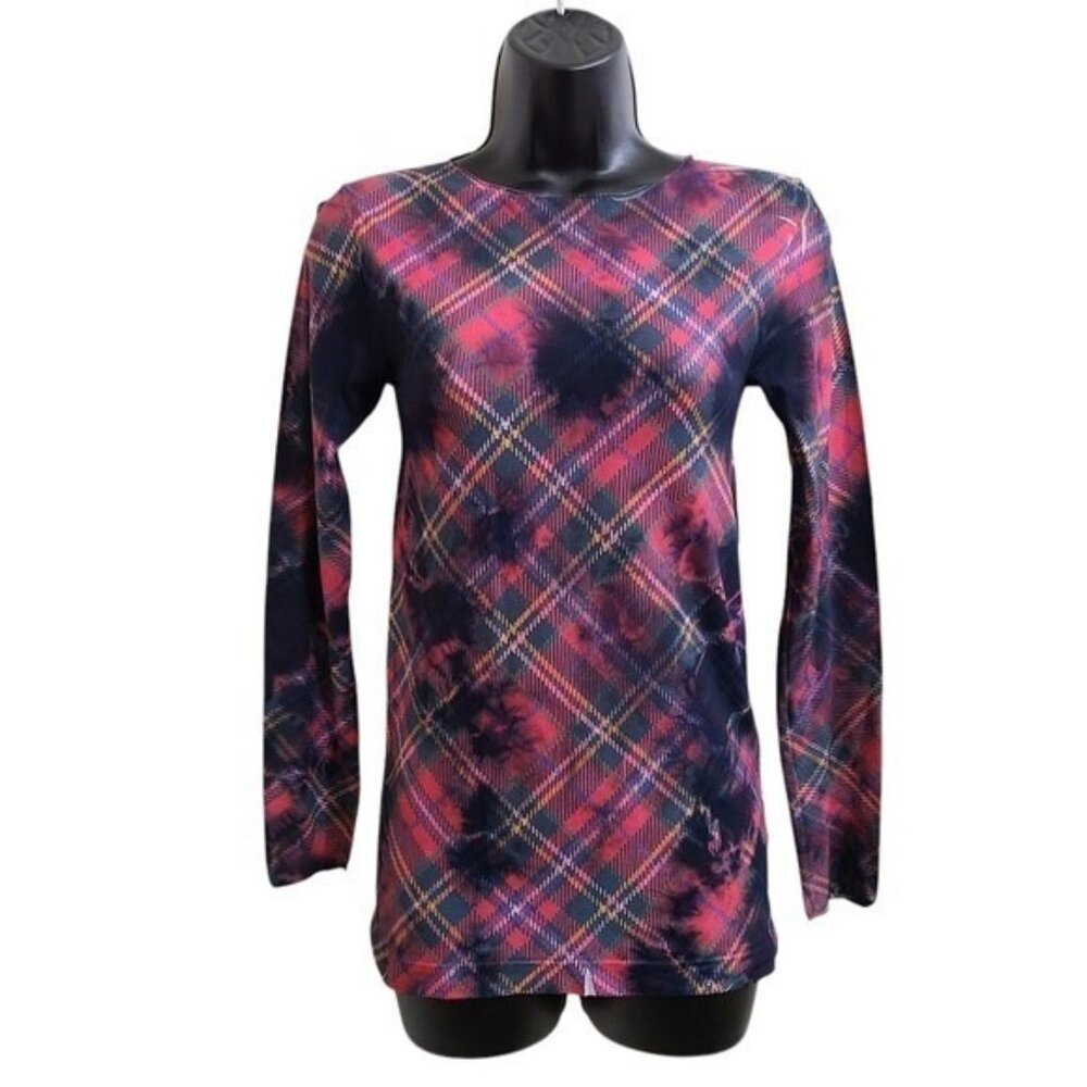 AMB Second Skin Y2K Red Multi Plaid Shirt One Size OS